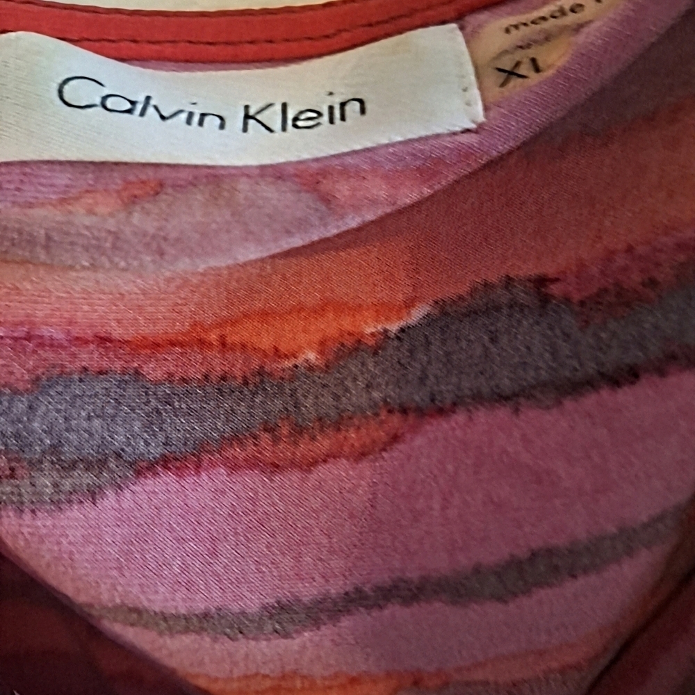 Calvin Klein Pink, Orange and Black Striped Tank Top - Picture 4 of 5